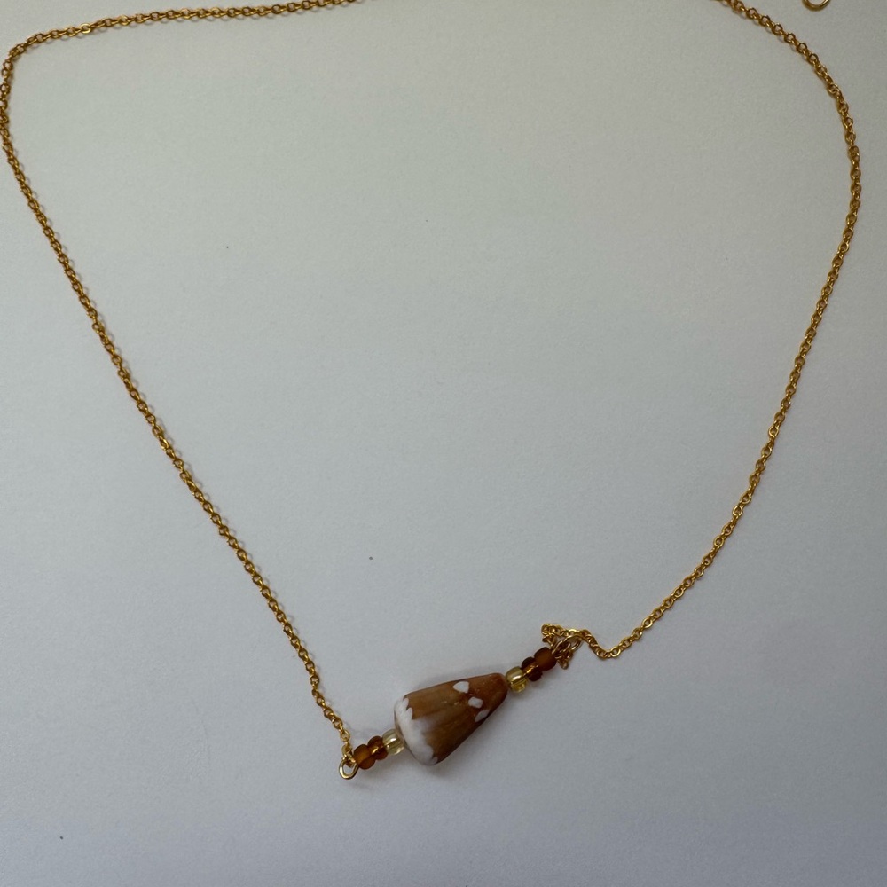 Handcrafted Gold Adjustable Cone Shell Necklace W… - image 3